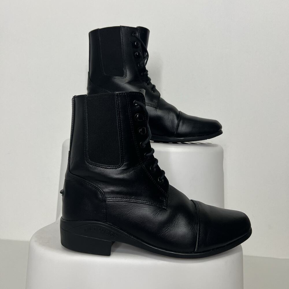 Oldwest Women’s Size 7 Narrow Black Paddock Lace-Up Leather Boots Western Arena - Picture 2 of 8